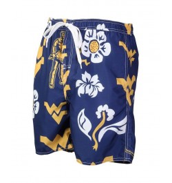 Men's Navy West Virginia Mountaineers Floral Volley Logo Swim Trunks $33.60 Swimsuits