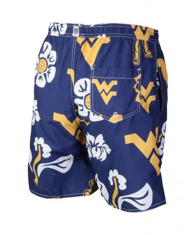 Men's Navy West Virginia Mountaineers Floral Volley Logo Swim Trunks $33.60 Swimsuits