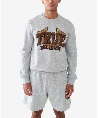 Men's Chenille True Logo Pullover Sweatshirt Gray $42.33 Sweatshirt