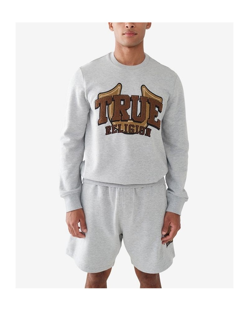 Men's Chenille True Logo Pullover Sweatshirt Gray $42.33 Sweatshirt