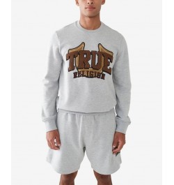 Men's Chenille True Logo Pullover Sweatshirt Gray $42.33 Sweatshirt