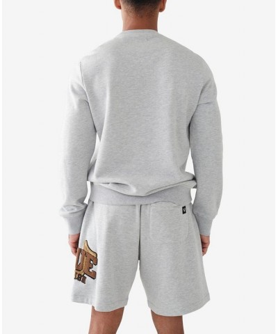 Men's Chenille True Logo Pullover Sweatshirt Gray $42.33 Sweatshirt