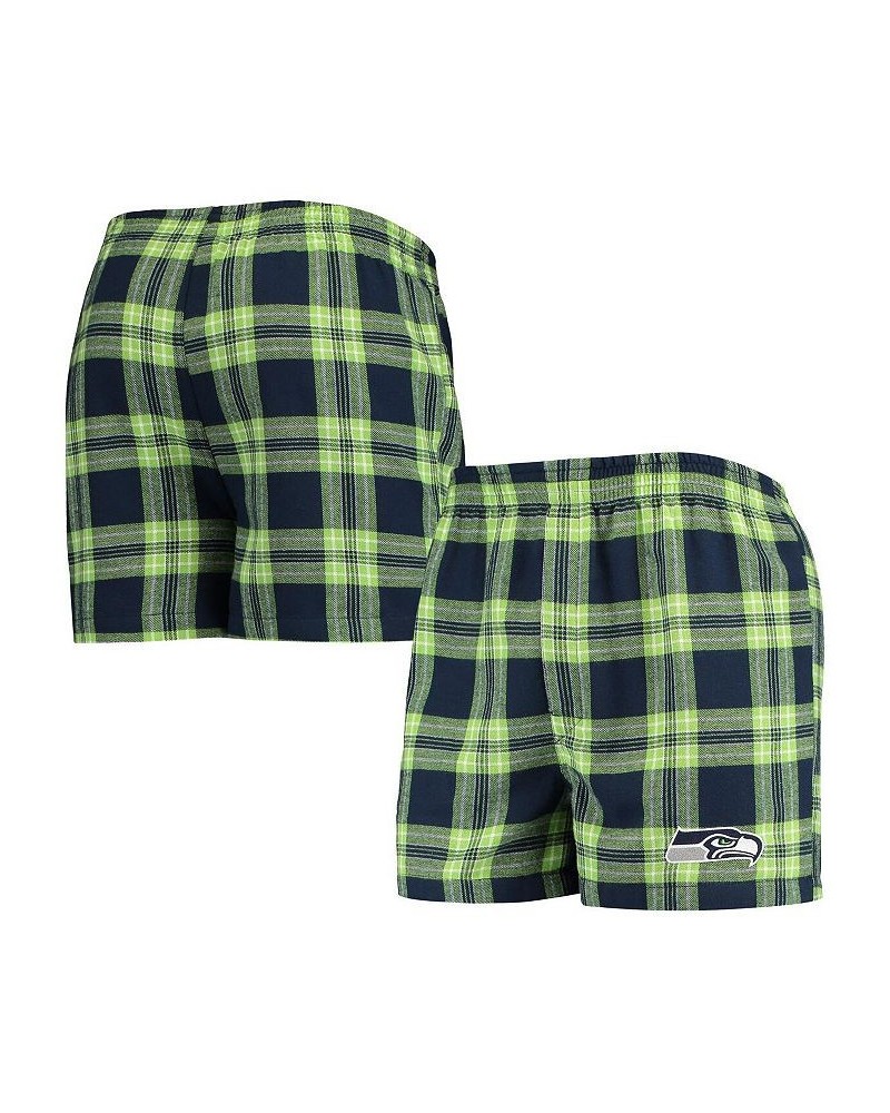 Men's College Navy, Neon Green Seattle Seahawks Takeaway Flannel Boxers $18.87 Underwear