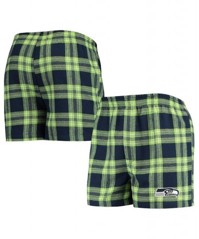 Men's College Navy, Neon Green Seattle Seahawks Takeaway Flannel Boxers $18.87 Underwear