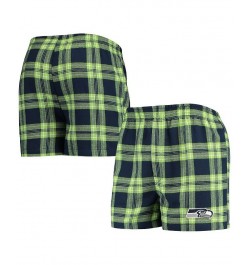 Men's College Navy, Neon Green Seattle Seahawks Takeaway Flannel Boxers $18.87 Underwear