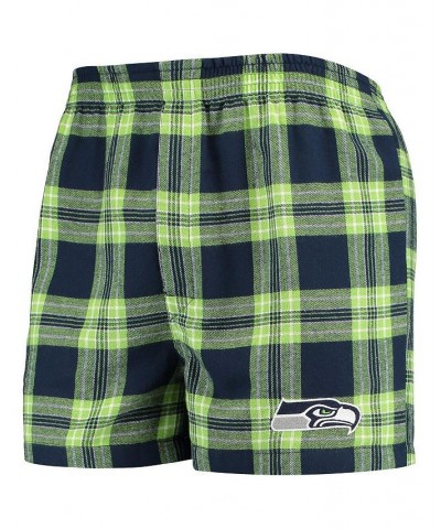 Men's College Navy, Neon Green Seattle Seahawks Takeaway Flannel Boxers $18.87 Underwear