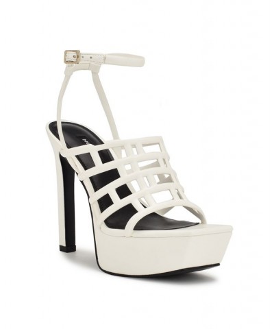 Women's Kelinda Square Toe Stiletto Dress Sandals White $59.34 Shoes