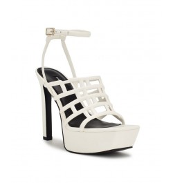 Women's Kelinda Square Toe Stiletto Dress Sandals White $59.34 Shoes