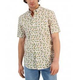 Men's Pineapple Classic-Fit Printed Button-Down Poplin Shirt Pink $25.59 Shirts