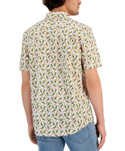 Men's Pineapple Classic-Fit Printed Button-Down Poplin Shirt Pink $25.59 Shirts