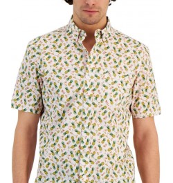 Men's Pineapple Classic-Fit Printed Button-Down Poplin Shirt Pink $25.59 Shirts