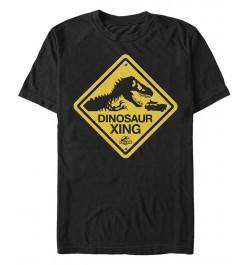 Jurassic Park Men's Dinosaur Crossing Sign Short Sleeve T-Shirt Black $19.59 T-Shirts