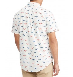 Men's Scuttle Print Regular Fit Short Sleeve Woven Shirt White $41.34 Shirts