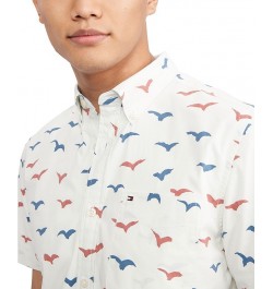 Men's Scuttle Print Regular Fit Short Sleeve Woven Shirt White $41.34 Shirts