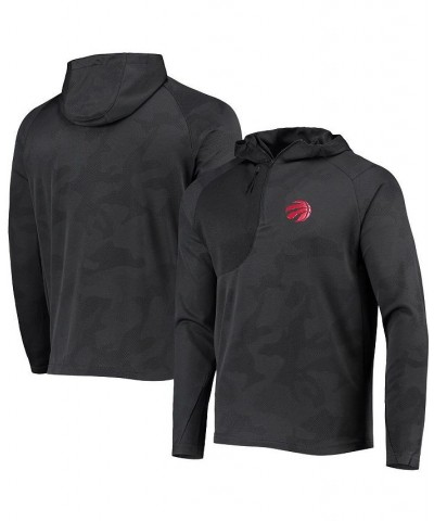 Men's Black Toronto Raptors Fuze Jacquard Camo Raglan Quarter-Zip Hoodie $36.55 Sweatshirt