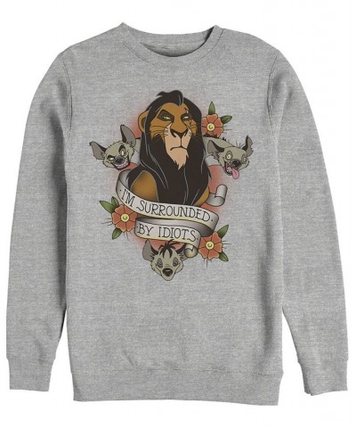 Disney Men's Lion King Scar Surrounded by Idiots Tattoo, Crewneck Fleece Gray $31.89 Sweatshirt