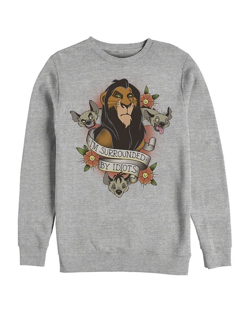 Disney Men's Lion King Scar Surrounded by Idiots Tattoo, Crewneck Fleece Gray $31.89 Sweatshirt