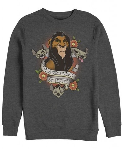 Disney Men's Lion King Scar Surrounded by Idiots Tattoo, Crewneck Fleece Gray $31.89 Sweatshirt