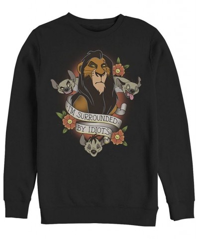 Disney Men's Lion King Scar Surrounded by Idiots Tattoo, Crewneck Fleece Gray $31.89 Sweatshirt