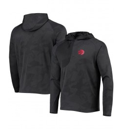 Men's Black Toronto Raptors Fuze Jacquard Camo Raglan Quarter-Zip Hoodie $36.55 Sweatshirt