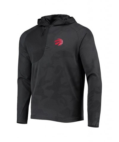 Men's Black Toronto Raptors Fuze Jacquard Camo Raglan Quarter-Zip Hoodie $36.55 Sweatshirt