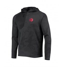 Men's Black Toronto Raptors Fuze Jacquard Camo Raglan Quarter-Zip Hoodie $36.55 Sweatshirt