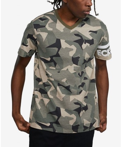 Men's Short Sleeve Madison Ave V-Neck T-shirt Green $25.92 T-Shirts