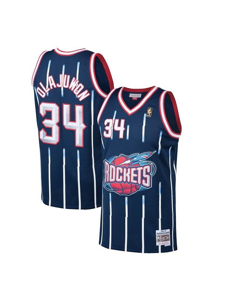 Men's Hakeem Olajuwon Navy Houston Rockets 1996-97 Hardwood Classics Swingman Jersey $48.15 Jersey