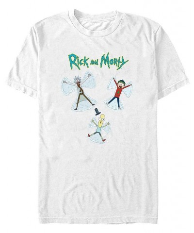 Men's Rick and Morty Snow Angels Short Sleeves T-shirt White $18.19 T-Shirts