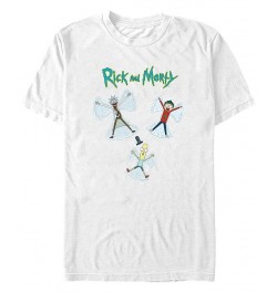 Men's Rick and Morty Snow Angels Short Sleeves T-shirt White $18.19 T-Shirts