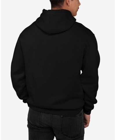 Men's Be Happy Smiley Face Word Art Hooded Sweatshirt Black $26.40 Sweatshirt