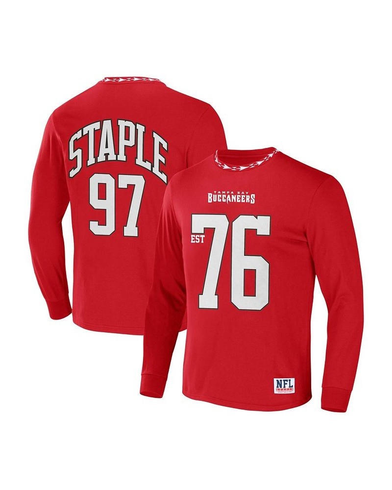 Men's NFL X Staple Red Tampa Bay Buccaneers Core Long Sleeve Jersey Style T-shirt $26.78 T-Shirts