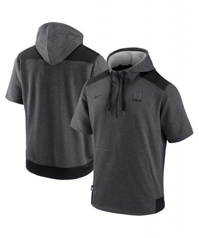 Men's Heathered Charcoal, Black Boston Red Sox Authentic Collection Dry Flux Performance Quarter-Zip Short Sleeve Hoodie $43....