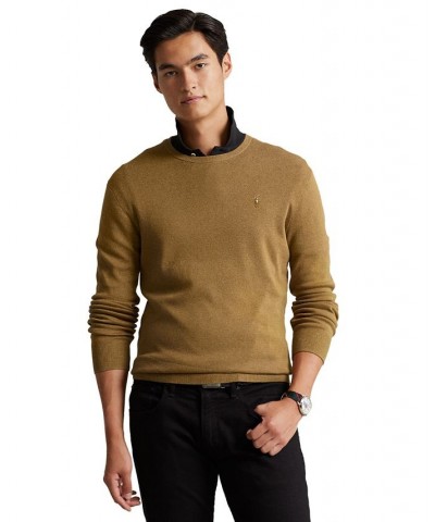 Men's Cotton Crewneck Sweater Tan/Beige $37.40 Sweaters