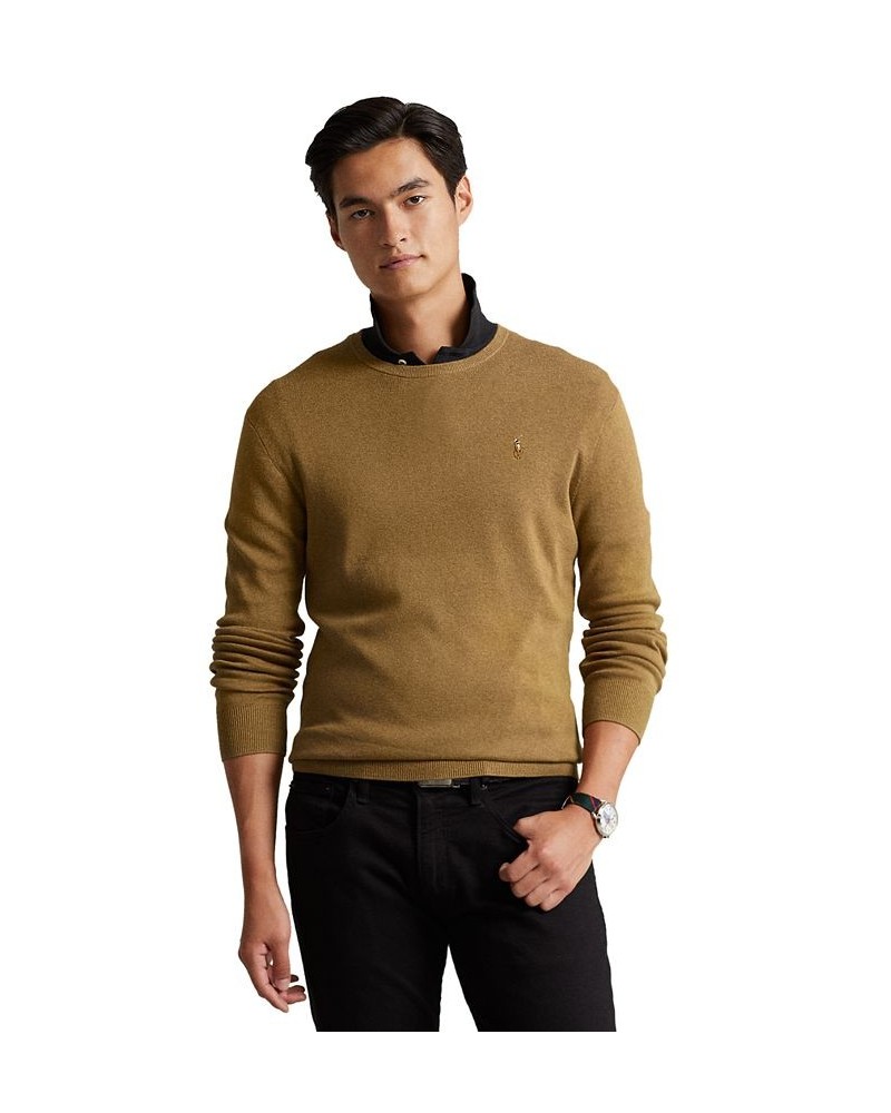 Men's Cotton Crewneck Sweater Tan/Beige $37.40 Sweaters