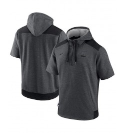 Men's Heathered Charcoal, Black Boston Red Sox Authentic Collection Dry Flux Performance Quarter-Zip Short Sleeve Hoodie $43....