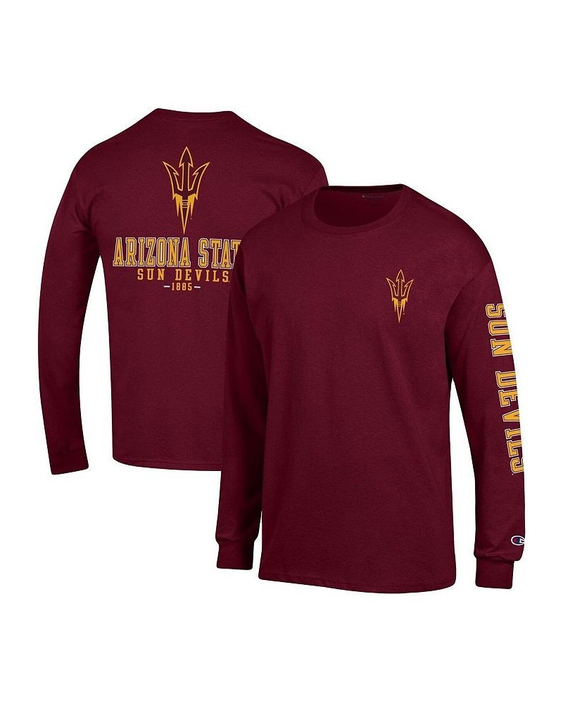 Men's Maroon Arizona State Sun Devils Team Stack Long Sleeve T-shirt $23.59 T-Shirts