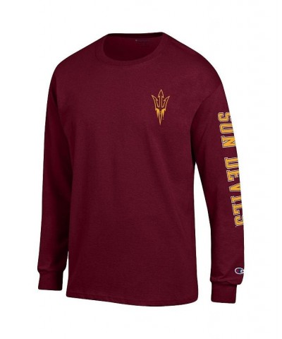 Men's Maroon Arizona State Sun Devils Team Stack Long Sleeve T-shirt $23.59 T-Shirts