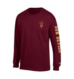 Men's Maroon Arizona State Sun Devils Team Stack Long Sleeve T-shirt $23.59 T-Shirts