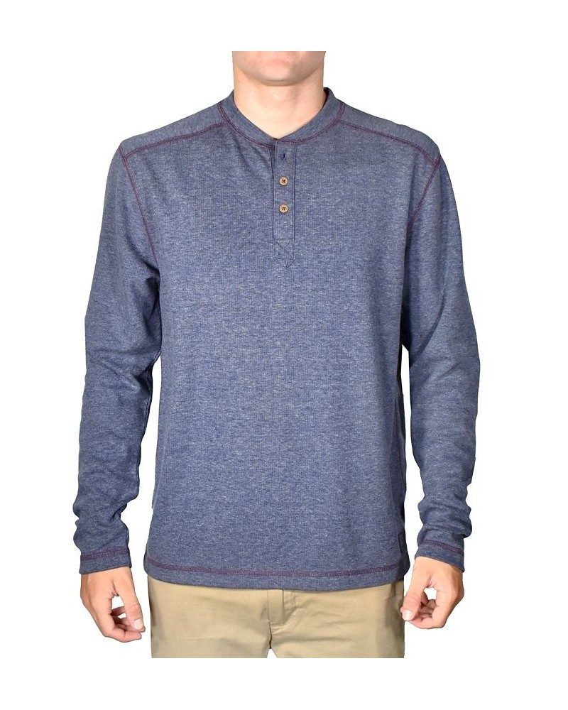 Men's Stretch Button-Placket Topstitched Henley Shirt PD08 $36.70 Shirts