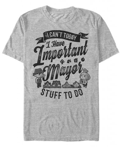 Men's Nintendo Animal Crossing I Can't Today I Have Important Mayor Stuff Short Sleeve T-shirt Gray $20.99 T-Shirts