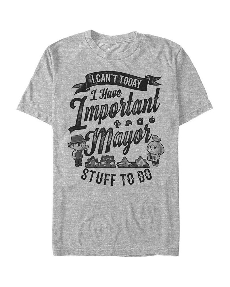 Men's Nintendo Animal Crossing I Can't Today I Have Important Mayor Stuff Short Sleeve T-shirt Gray $20.99 T-Shirts