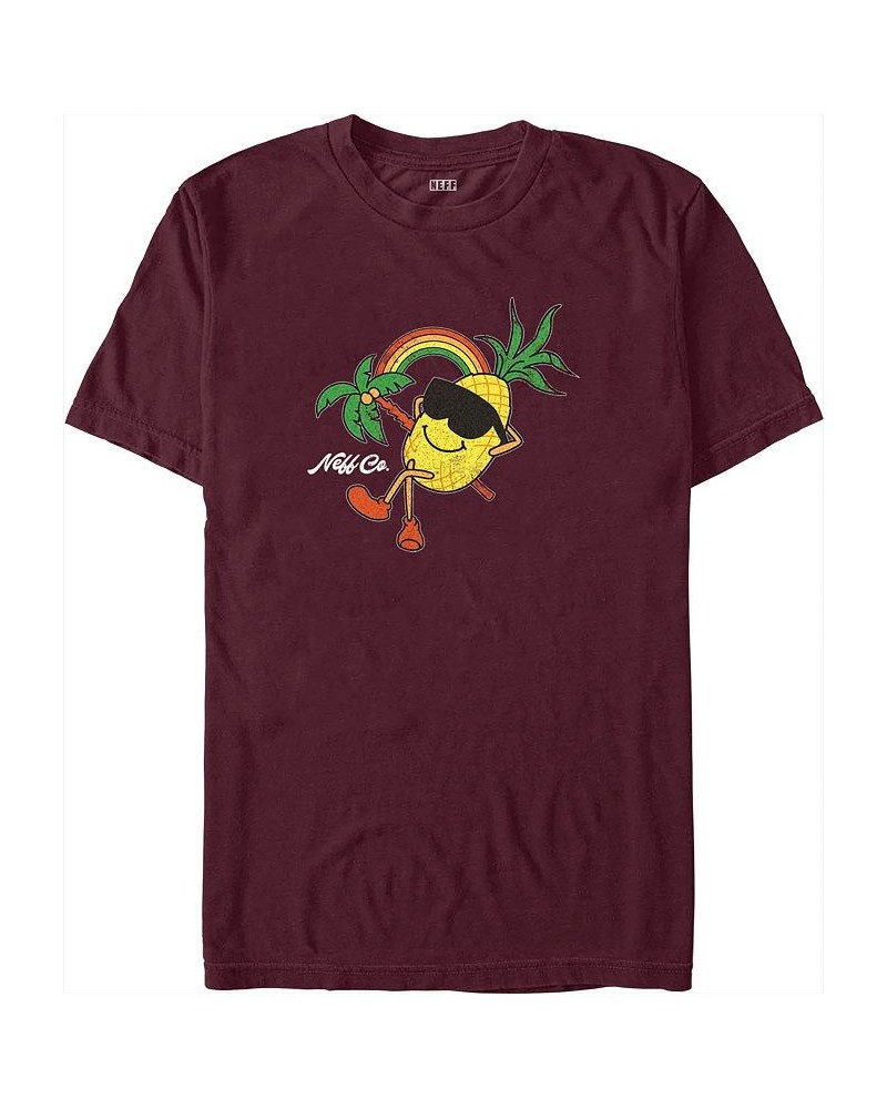 Men's NEFF Pineapple Rays Short Sleeve T-shirt Red $19.24 T-Shirts