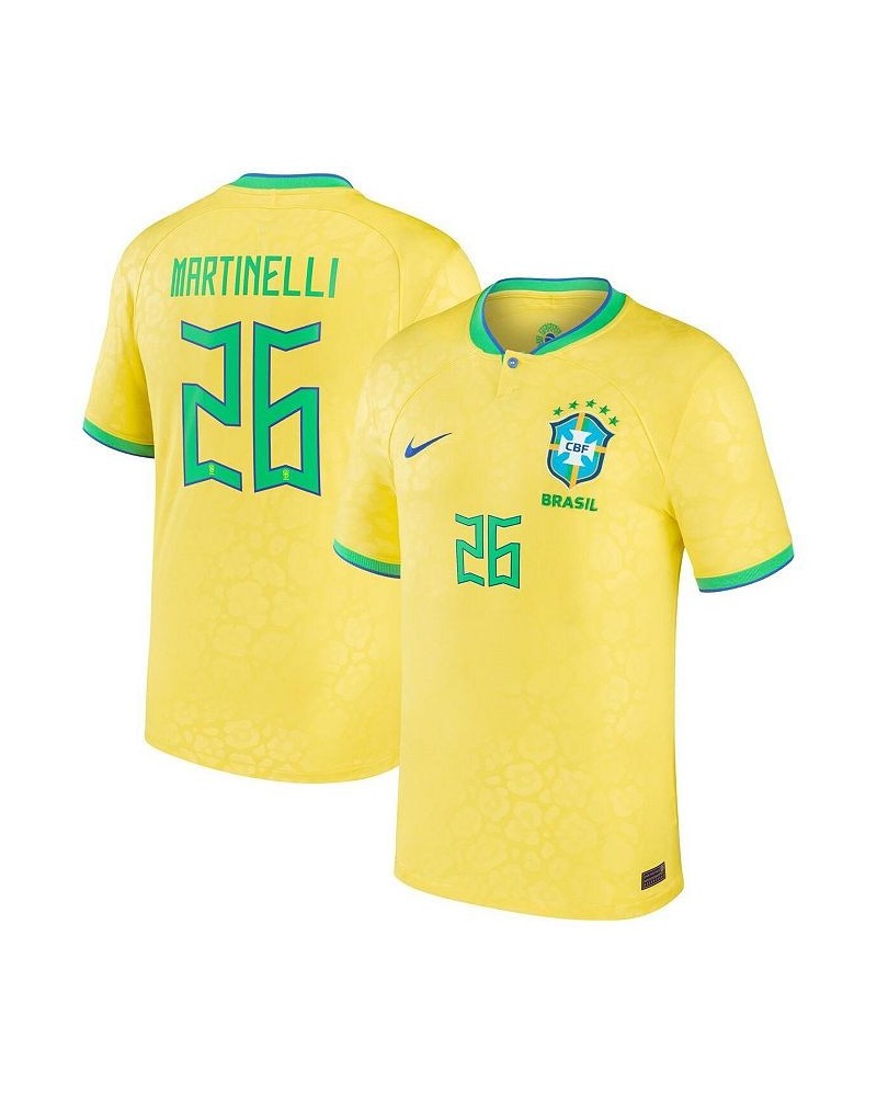 Men's Gabriel Martinelli Yellow Brazil National Team 2022/23 Replica Home Jersey $44.80 Jersey