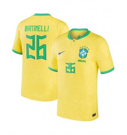 Men's Gabriel Martinelli Yellow Brazil National Team 2022/23 Replica Home Jersey $44.80 Jersey