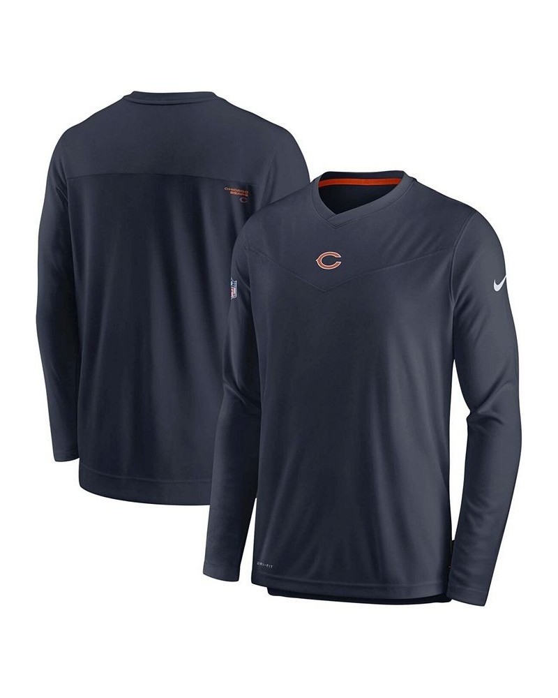 Men's Navy Chicago Bears Sideline Coaches Performance Long Sleeve V-Neck T-shirt $27.53 T-Shirts