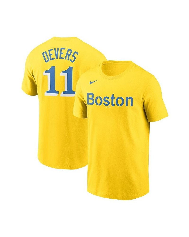 Men's Rafael Devers Gold-Tone Boston Red Sox 2021 City Connect Name Number T-shirt $16.00 T-Shirts