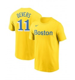 Men's Rafael Devers Gold-Tone Boston Red Sox 2021 City Connect Name Number T-shirt $16.00 T-Shirts