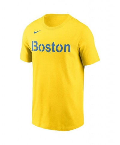 Men's Rafael Devers Gold-Tone Boston Red Sox 2021 City Connect Name Number T-shirt $16.00 T-Shirts