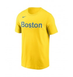 Men's Rafael Devers Gold-Tone Boston Red Sox 2021 City Connect Name Number T-shirt $16.00 T-Shirts